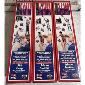 3X Upper Deck WALL STARS BIRD EWING JOHNSON STOCKTON USA Basketball Posters Lot